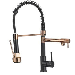 Mitigeur Cuisine Masterchef, Noir & Or Rose, Douchette, Ressort