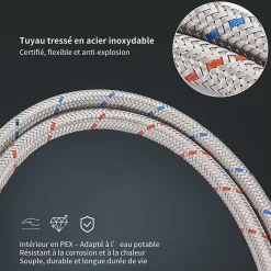 Mitigeur cuisine Noir avec douchette Robinet de Cuisine à Ressort Robinetterie de cuisine Rotation