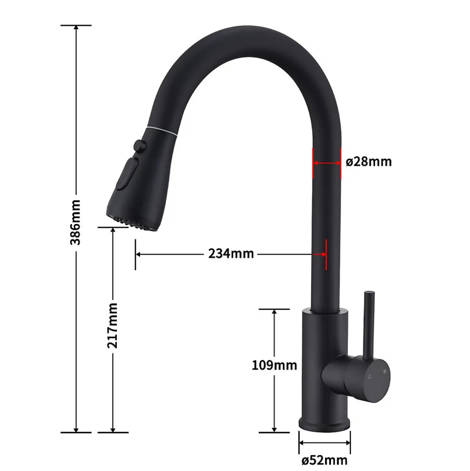 Mitigeur Cuisine Noir avec Douchette Extractible Rotatif à 360 degrés en Acier Inoxydable Robinet Cuisine Evier 2 Fonctions