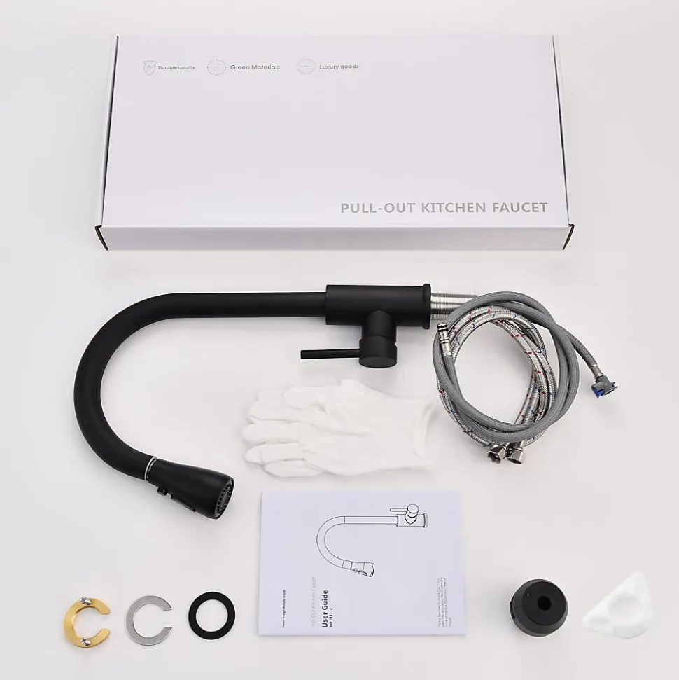 Mitigeur Cuisine Noir avec Douchette Extractible Rotatif à 360 degrés en Acier Inoxydable Robinet Cuisine Evier 2 Fonctions