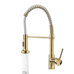 Mitigeur Cuisine Pro Stak, Or Brossé, Douchette Extractible, Ressort