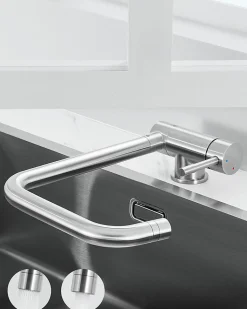 Mitigeur cuisine rabattable, robinet cuisine rabattable avec 2 Jets, robinetterie pliable devant fenêtre