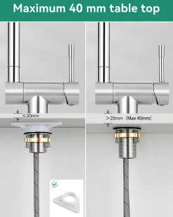 Mitigeur cuisine rabattable, robinet cuisine rabattable avec 2 Jets, robinetterie pliable devant fenêtre