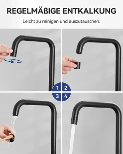 Mitigeur cuisine rabattable noir, CECIPA MAX robinet cuisine rabattable avec 2 Jets, robinetterie pliable devant fenêtre