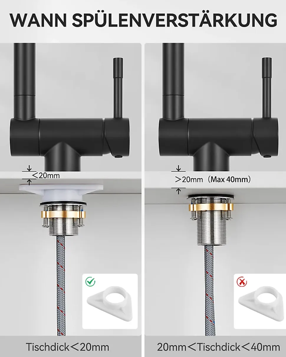 Mitigeur cuisine rabattable noir, CECIPA MAX robinet cuisine rabattable avec 2 Jets, robinetterie pliable devant fenêtre