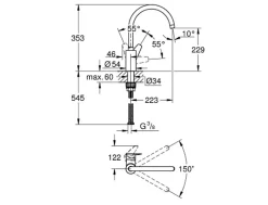 Mitigeur d évier BAUEDGE monocommande bec haut GROHE 31590000