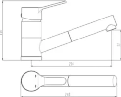 Mitigeur de cuisine avec douchette noir Essebagno Tubic