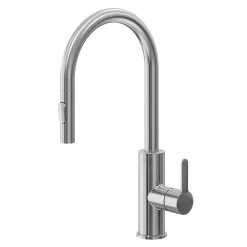 Mitigeur de cuisine avec douchette effet inox brossé GoodHome Zanthe