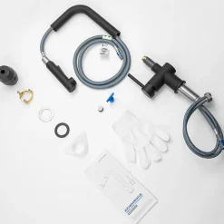 Mitigeur de Cuisine avec Douchette Extractible, Robinet Cuisine en Inox Mitigeur d'Évier avec 2 Modes de Sortie D'eau, Noir