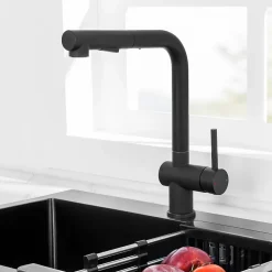 Mitigeur de Cuisine avec Douchette Extractible, Robinet Cuisine en Inox Mitigeur d'Évier avec 2 Modes de Sortie D'eau, Noir