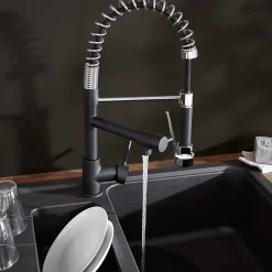 Mitigeur de cuisine avec douchette noir et chrome H.48 cm, Cooke & Lewis Bilbrough