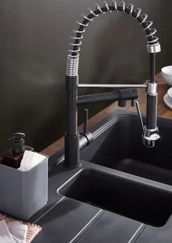 Mitigeur de cuisine avec douchette noir et chrome H.48 cm, Cooke & Lewis Bilbrough