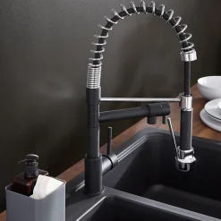 Mitigeur de cuisine avec douchette noir et chrome H.48 cm, Cooke & Lewis Bilbrough