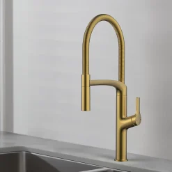 Mitigeur de cuisine avec douchette effet laiton doré GoodHome Arbane