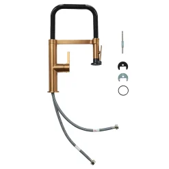 Mitigeur de cuisine avec douchette noir et laiton GoodHome Kamut