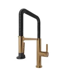 Mitigeur de cuisine avec douchette noir et laiton GoodHome Kamut