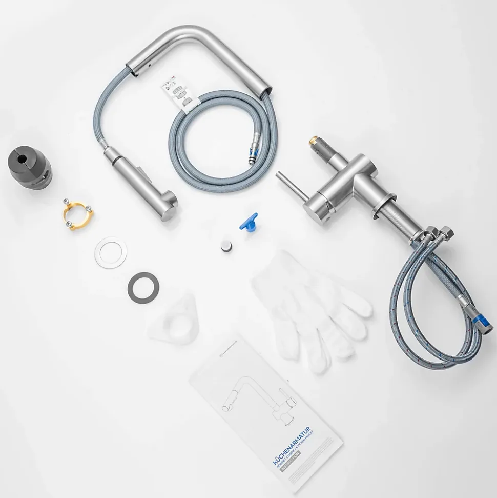 Mitigeur de Cuisine avec Douchette Extractible, Robinet Cuisine en Inox Mitigeur d'Évier avec 2 Modes de Sortie D'eau, Brossé