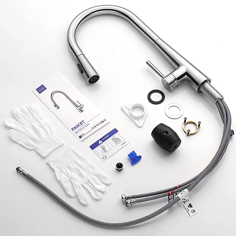 Mitigeur de Cuisine avec Douchette Extractible, Robinet Cuisine en Inox Mitigeur d'Évier avec 2 Modes de Sortie D'eau, Brossé