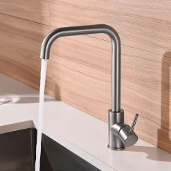 Mitigeur de cuisine bec haut SKY BATH nickel brossé Inox S304 série COMFORT