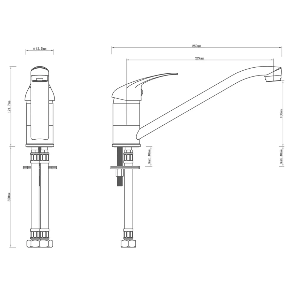 Mitigeur de cuisine Brigg en laiton coloris noir H.12,17 cm