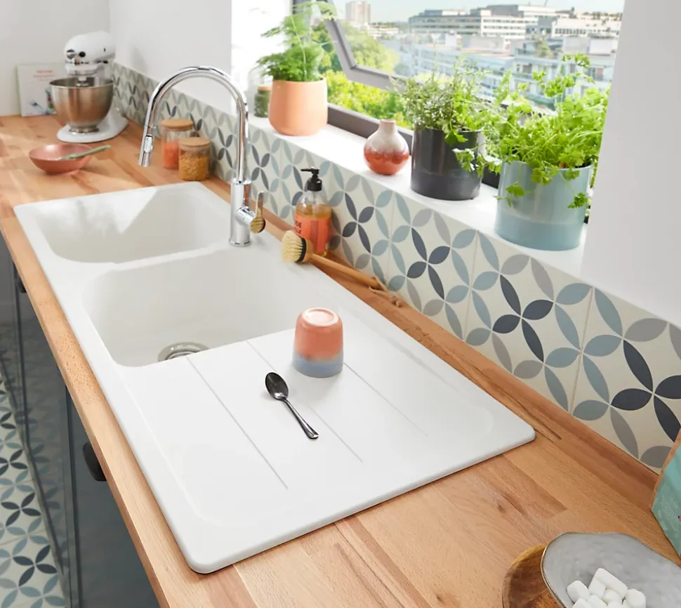 Mitigeur de cuisine chromé avec douchette GoodHome Zanthe