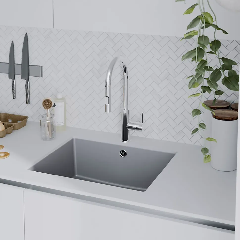 Mitigeur de cuisine chromé avec douchette GoodHome Zanthe