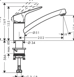 Mitigeur de cuisine chromé Hansgrohe MySport S