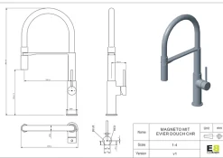 Mitigeur de cuisine chromé avec douchette EsseBagno Magnet