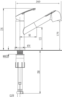 Mitigeur de cuisine chromé avec douchette Kramer Groupe Akua