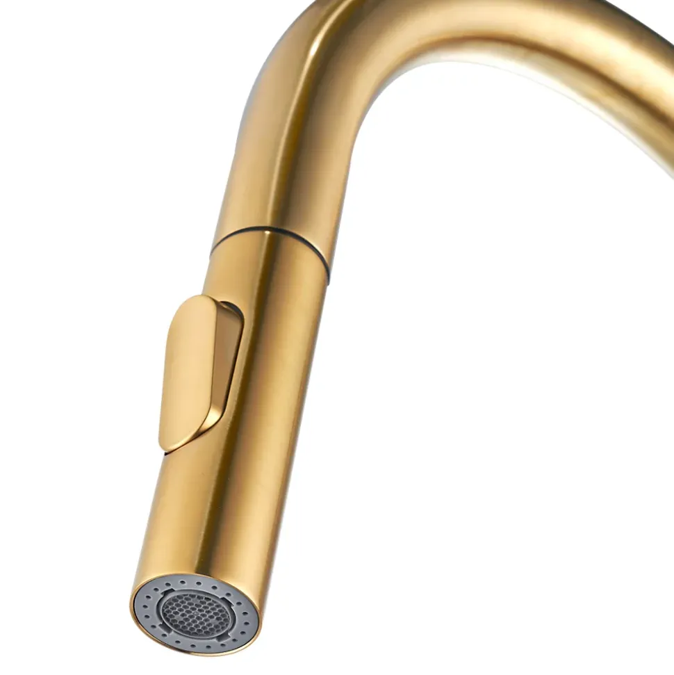 Mitigeur de cuisine doré avec douchette GoodHome Zanthe