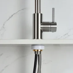 Mitigeur de cuisine extractible, douchette incluse, acier inoxydable brossé