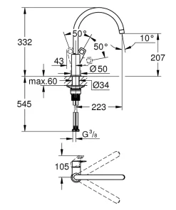 Mitigeur de cuisine Grohe Quickfix Cumbria chrome