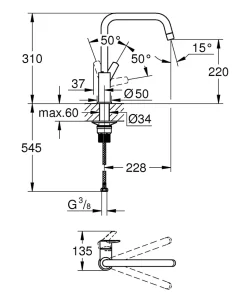 Mitigeur de cuisine Grohe Start Bec U chromé