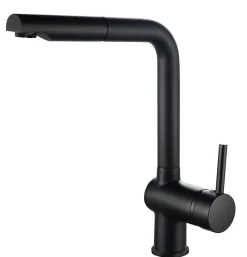 Mitigeur de cuisine haut avec douchette en métal noir mat, Edouard Rousseau Carré