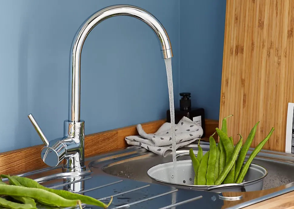 Mitigeur de cuisine haut en laiton chromé H.33,5 cm, Cooke & Lewis Katiki