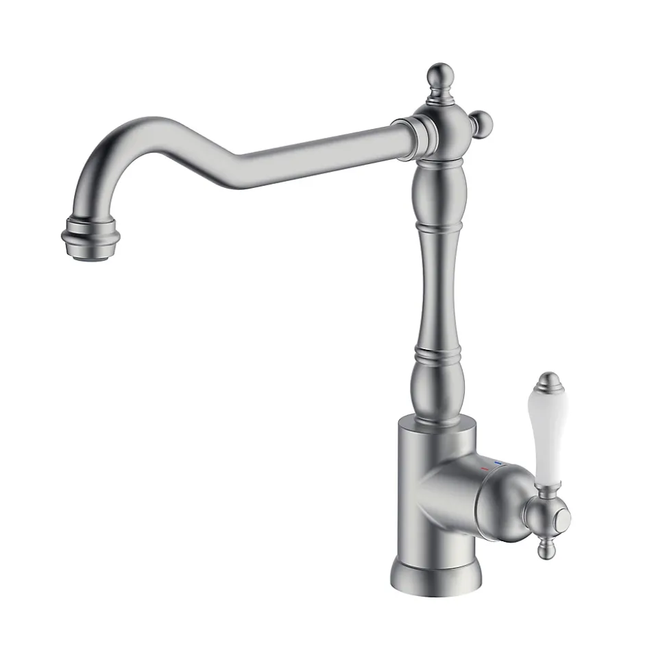 Mitigeur de cuisine nickel brossé Cooke & Lewis Belmore
