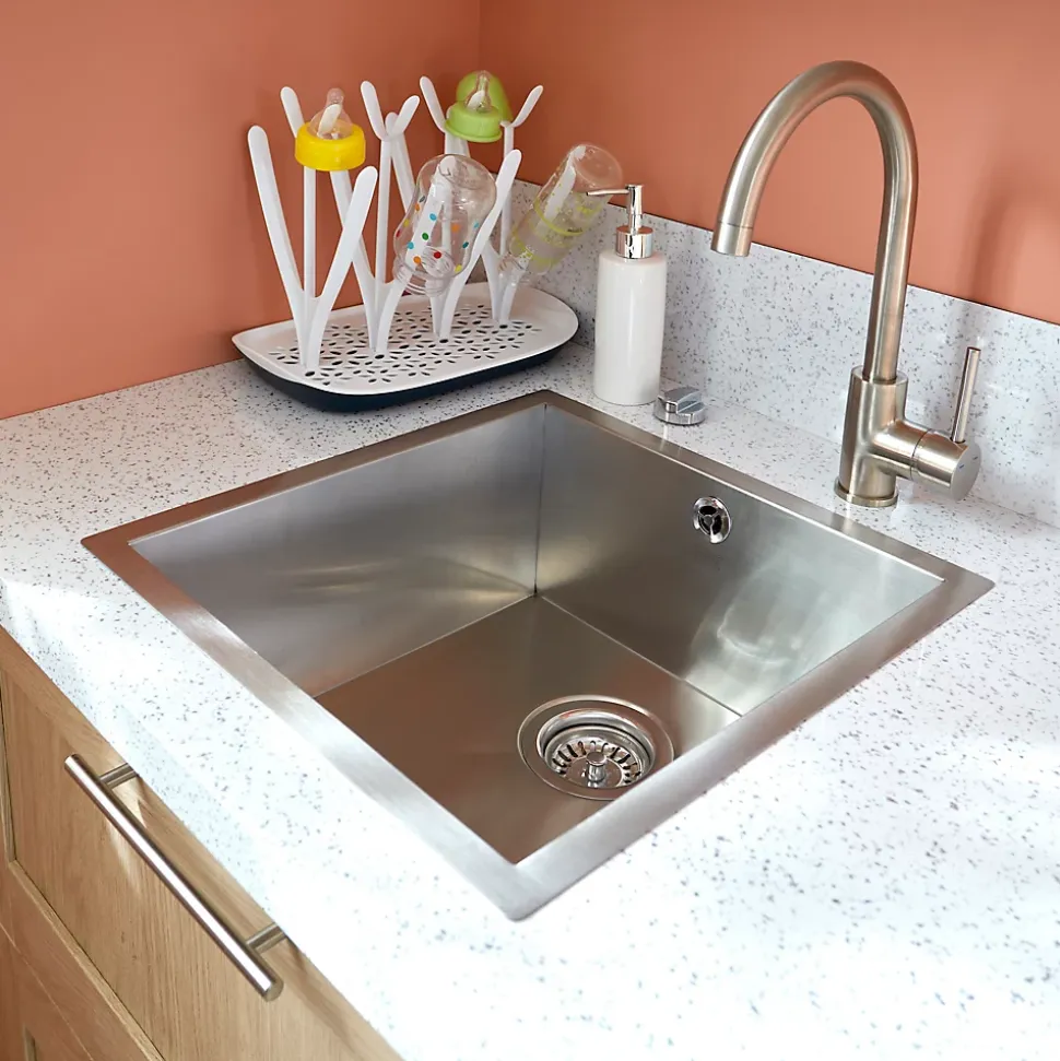 Mitigeur de cuisine nickel brossé, GoodHome Katiki