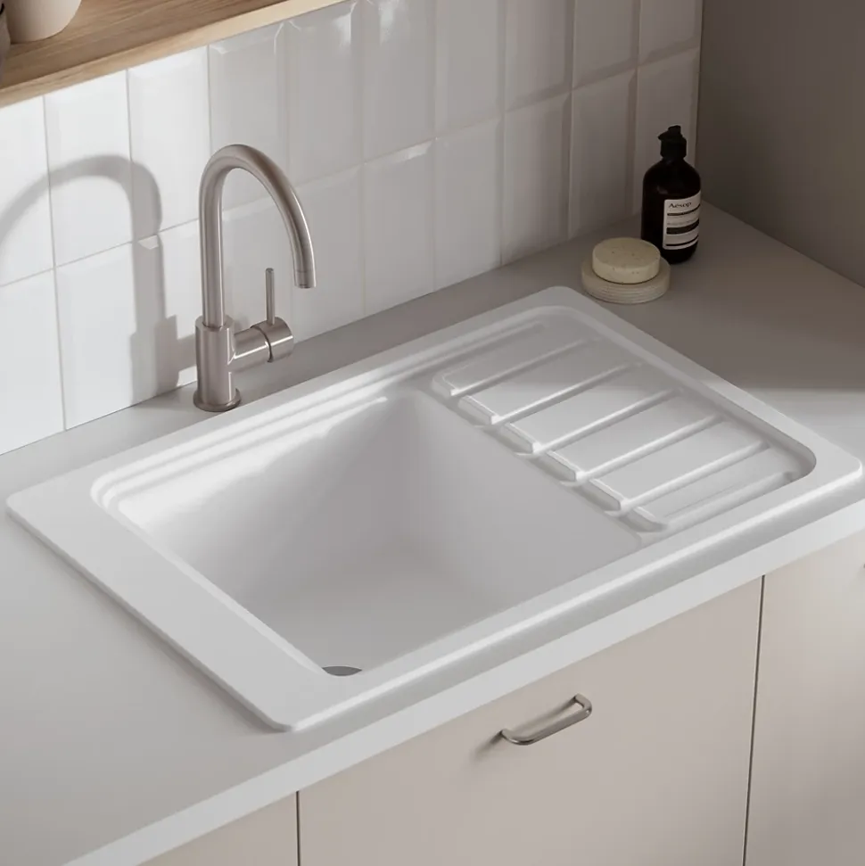 Mitigeur de cuisine nickel brossé, GoodHome Katiki