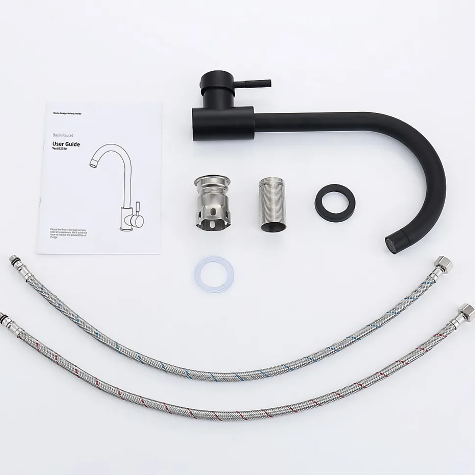 Mitigeur de Cuisine Noir Robinet de Cuisine 360 degrés Rotatif Robinet Mitigeur d'évier en Acier Inox Noir Mat