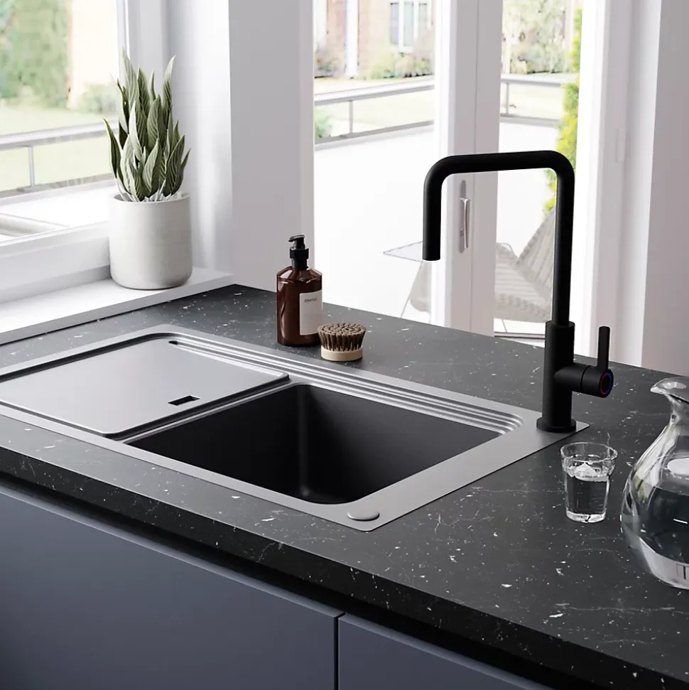 Mitigeur de cuisine noir mat GoodHome Kamut