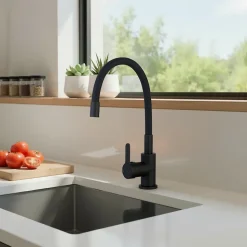 Mitigeur de cuisine noir mat mémoire de forme Essebagno Memory