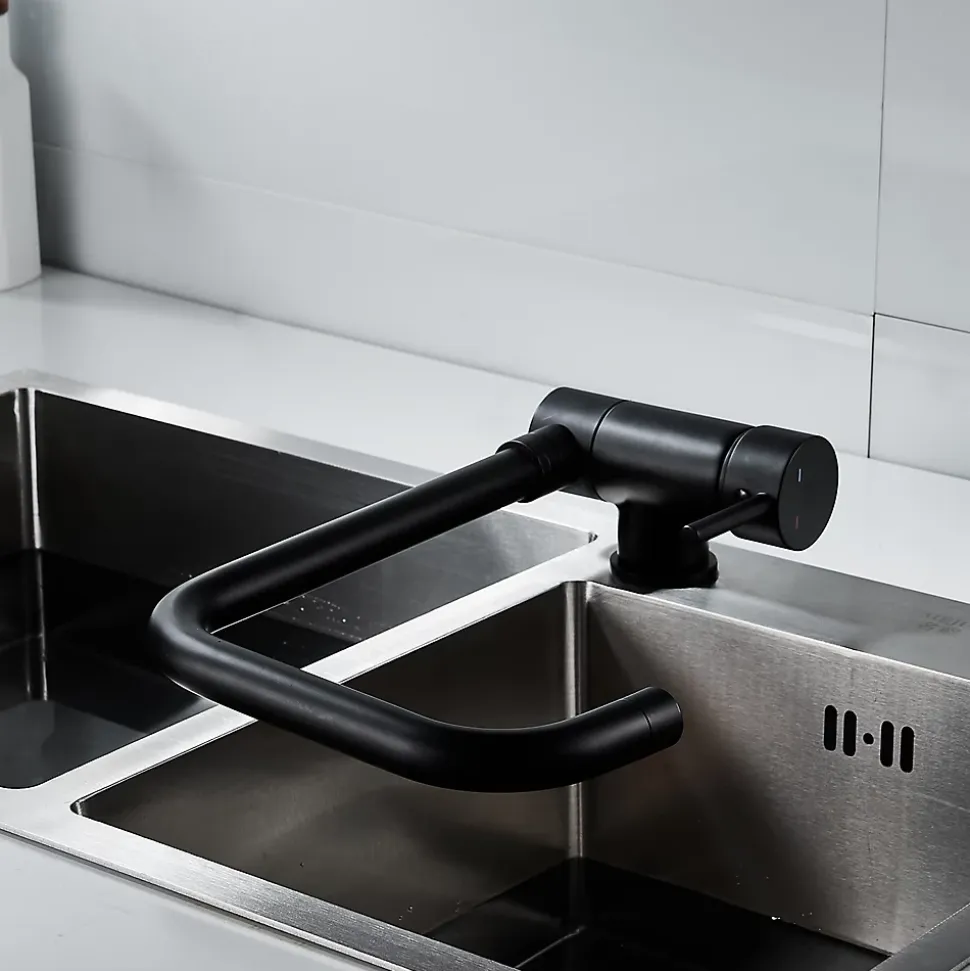 Mitigeur de cuisine rabattable noir mat GoodHome Deltana