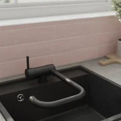 Mitigeur de cuisine rabattable noir mat GoodHome Deltana