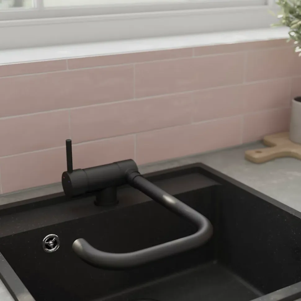 Mitigeur de cuisine rabattable noir mat GoodHome Deltana