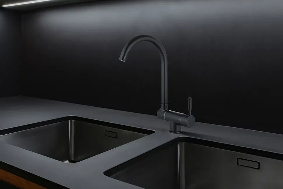 Mitigeur de cuisine rabattable en métal noir Edouard Rousseau Krami