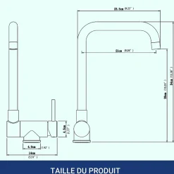 Mitigeur de cuisine repliable : Régulation chaud/froid, rotation 360, acier inoxydable Brossé