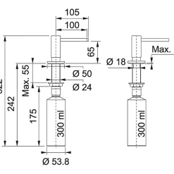 Mitigeur Franke Active Chrome - distributeur de savon - Chrome coloris Chrome