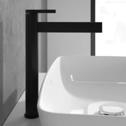 Mitigeur lavabo droit surélevé VILLEROY ET BOCH Dawn sans tirette Noir mat