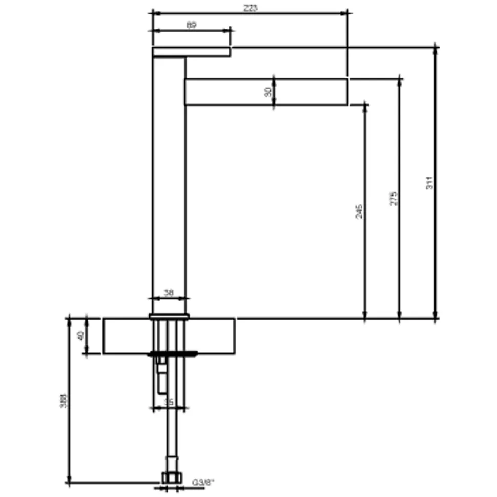 Mitigeur lavabo droit surélevé VILLEROY ET BOCH Dawn sans tirette Chrome