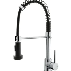 Mitigeur évier à douchette chromé noir Essebagno Plimo